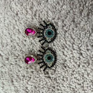 Elegant Eye and Teardrop Earrings